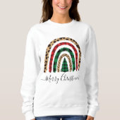 Frohe Weihnachten Kariert und Leopard Print Rainbo Sweatshirt (Vorderseite)