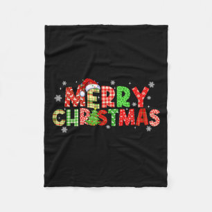 Frohe Weihnachten Kariert Weihnachtsbaum Santa Hut Fleecedecke