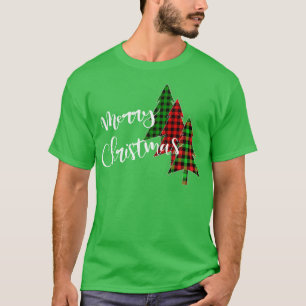 Frohe Weihnachten Karierte Bäume Winterurlaub Weih T-Shirt