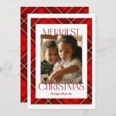 Frohe Weihnachten Karierte Fotokarte (Vorne/Hinten)