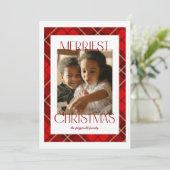 Frohe Weihnachten Karierte Fotokarte (Stehend Vorderseite)