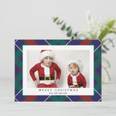 Frohe Weihnachten Karierte Fotokarte für den Urlau (Stehend Vorderseite)