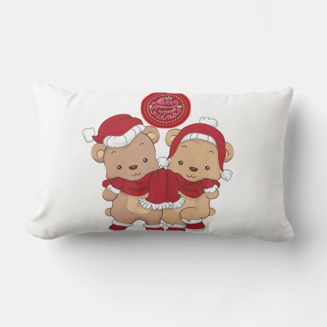 Frohe Weihnachten Karierte Kissen (Vorderseite)