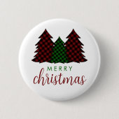 Frohe Weihnachten Karierte Muster Weihnachtsbaum Button (Vorderseite)