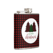 Frohe Weihnachten Karierte Muster Weihnachtsbaum Flachmann (Rechts)