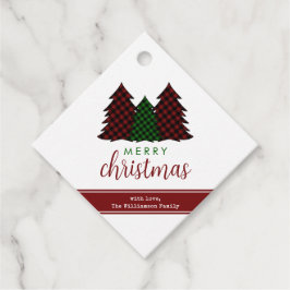 Frohe Weihnachten Karierte Muster Weihnachtsbaum Geschenkanhänger