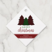 Frohe Weihnachten Karierte Muster Weihnachtsbaum Geschenkanhänger (Rückseite)
