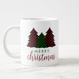 Frohe Weihnachten Karierte Muster Weihnachtsbaum Jumbo-Tasse