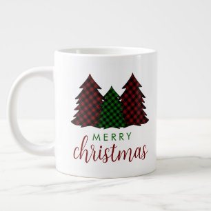 Frohe Weihnachten Karierte Muster Weihnachtsbaum Jumbo-Tasse