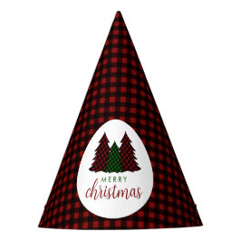 Frohe Weihnachten Karierte Muster Weihnachtsbaum Partyhütchen