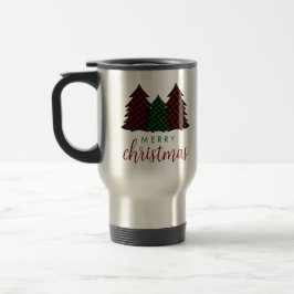 Frohe Weihnachten Karierte Muster Weihnachtsbaum Reisebecher