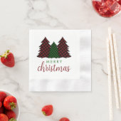 Frohe Weihnachten Karierte Muster Weihnachtsbaum Serviette (Beispiel)