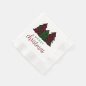 Frohe Weihnachten Karierte Muster Weihnachtsbaum Serviette (Ecke)