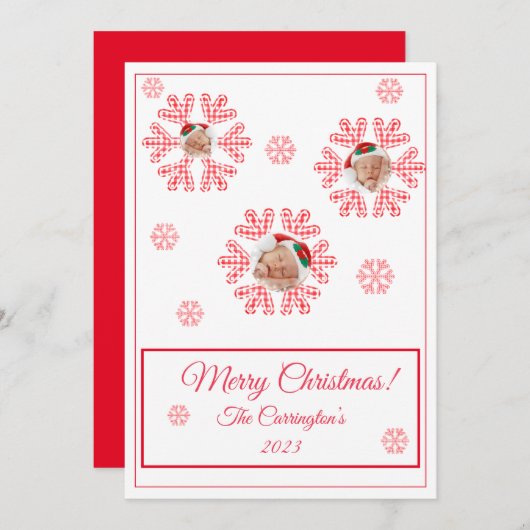 Frohe Weihnachten Karierte Schneeflocken Foto Urla (Vorne/Hinten)