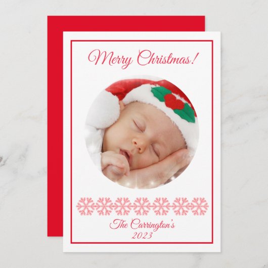 Frohe Weihnachten Karierte Schneeflocken Foto Urla (Vorne/Hinten)