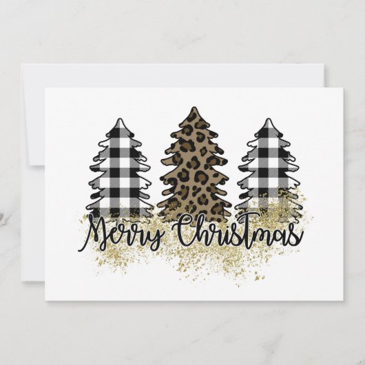 Frohe Weihnachten karierte und Leopardenbäume (Vorderseite)