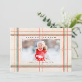 Frohe Weihnachten Karierten Urlaub Fotokarte (Stehend Vorderseite)