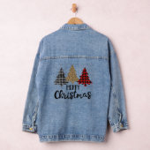 Frohe Weihnachten Karierten Weihnachtsbaumen Jeansjacke (Hangar)