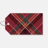 Frohe Weihnachten karierter, eleganter roter Urlau Geschenkanhänger (Rückseite Horizontal)