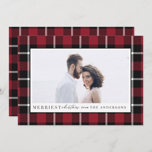 Frohe Weihnachten karierter Karo Foto (Vorne/Hinten)