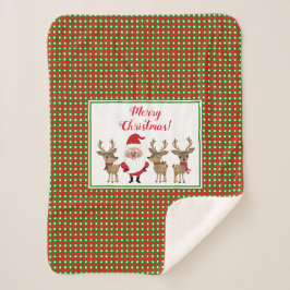 Frohe Weihnachten Karierter Weihnachtsmann Niedlic Sherpadecke