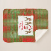 Frohe Weihnachten Karierter Weihnachtsmann Niedlic Sherpadecke (Vorderseite (Horizontal))