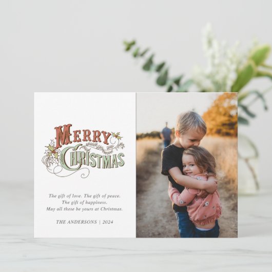 Frohe Weihnachten Kariertes Foto (Stehend Vorderseite)