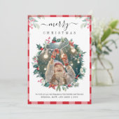 Frohe Weihnachten Kariertes Foto Mistletoe (Stehend Vorderseite)