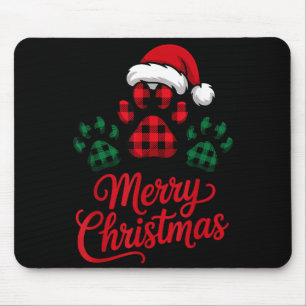 Frohe Weihnachten Kariertes Pfoten Haustierbesitze Mousepad