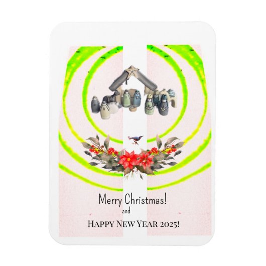 Frohe Weihnachten! Karte Magnet (Vertikal)