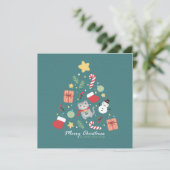 Frohe Weihnachten: Kat & Tree Illustration Karte (Stehend Vorderseite)
