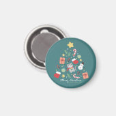 Frohe Weihnachten: Kat & Tree Illustration Magnet (Vorderseite/Rückseite)