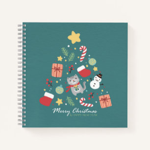 Frohe Weihnachten: Kat & Tree Illustration Notizblock