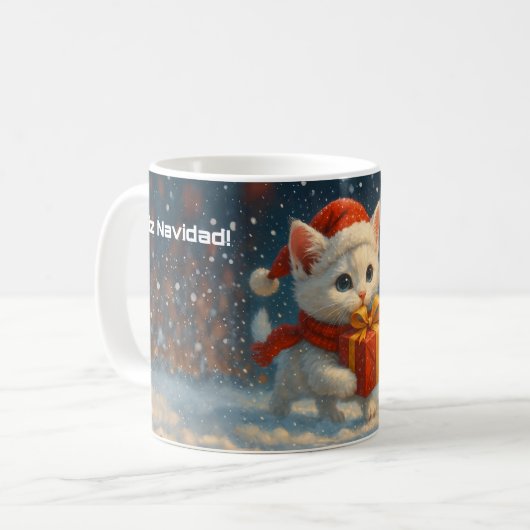 Frohe Weihnachten - Kätzchen - Geschenk - Tasse (Vorderseite Links)
