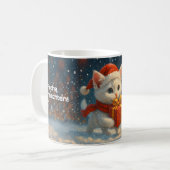 Frohe Weihnachten - Kätzchen-Geschenktasse Kaffeetasse (Vorderseite Links)