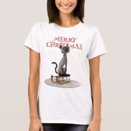 Frohe Weihnachten. Katze auf Schlitten T-Shirt