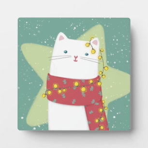 Frohe Weihnachten: Katze Illustration Fotoplatte