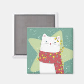 Frohe Weihnachten: Katze Illustration Magnet (Vorderseite/Rückseite)