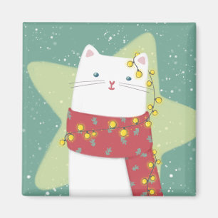 Frohe Weihnachten: Katze Illustration Magnet