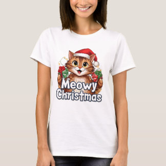 Frohe Weihnachten Katze . Lustiges Feiertags-T-Shi T-Shirt