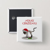 Frohe Weihnachten. Katze mit Santa-Hut Button (Vorne & Hinten)