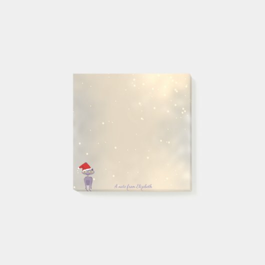 Frohe Weihnachten, Katze mit Weihnachtsmannmütze - Post-it Klebezettel (Vorderseite)