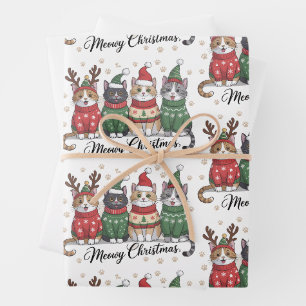 Frohe Weihnachten Katze Süße Katzen mit Weihnachts Geschenkpapier Set