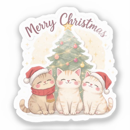 Frohe Weihnachten Katzen Aufkleber (Vorderseite)
