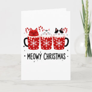 Frohe Weihnachten Katzen Heiße Schokolade Zuckerst Karte
