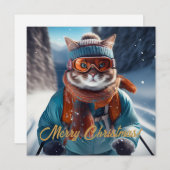 Frohe Weihnachten Katzen Ski (Vorne/Hinten)