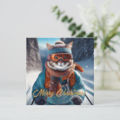 Frohe Weihnachten Katzen Ski (Stehend Vorderseite)