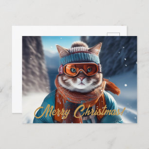 Frohe Weihnachten Katzen Ski