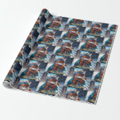 Frohe Weihnachten Katzen Ski Geschenkpapier (Ungerollt)