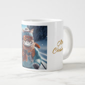 Frohe Weihnachten Katzen Ski Jumbo-Tasse (Vorderseite Rechts)